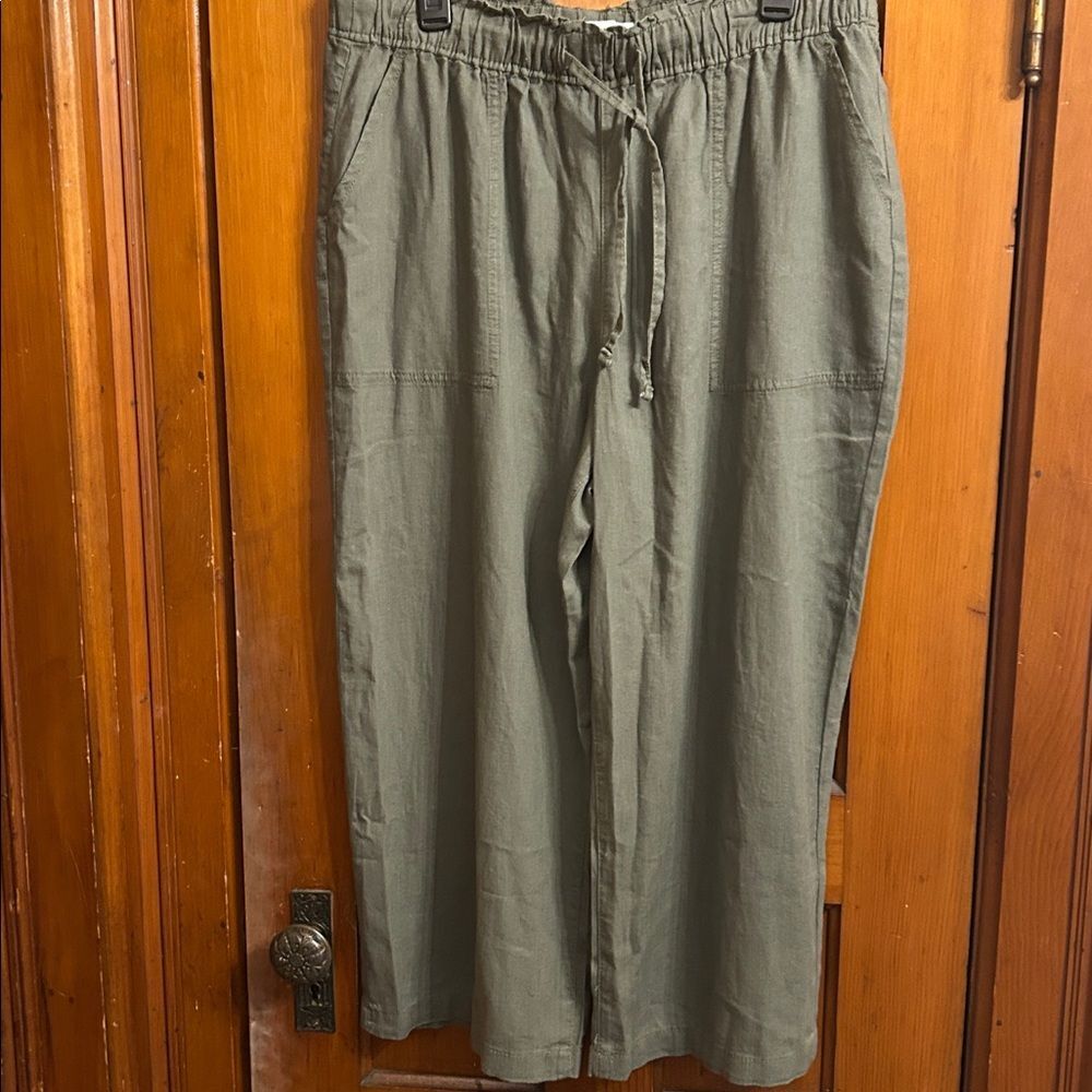 NWOT!! Petite Sonoma Goods For Life® Linen Wide Leg Ankle Pants, Olive, XL - Picture 3 of 7